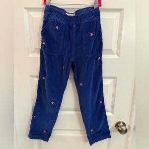 Mini Boden Blue Corduroy Kids Pants with Embroidery